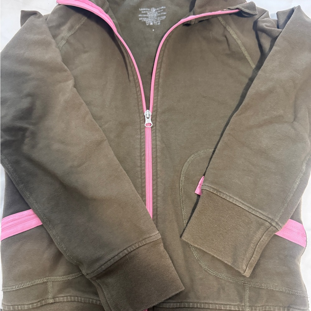 Lululemon Athletica green and pink Hoodie with Pink Zipper